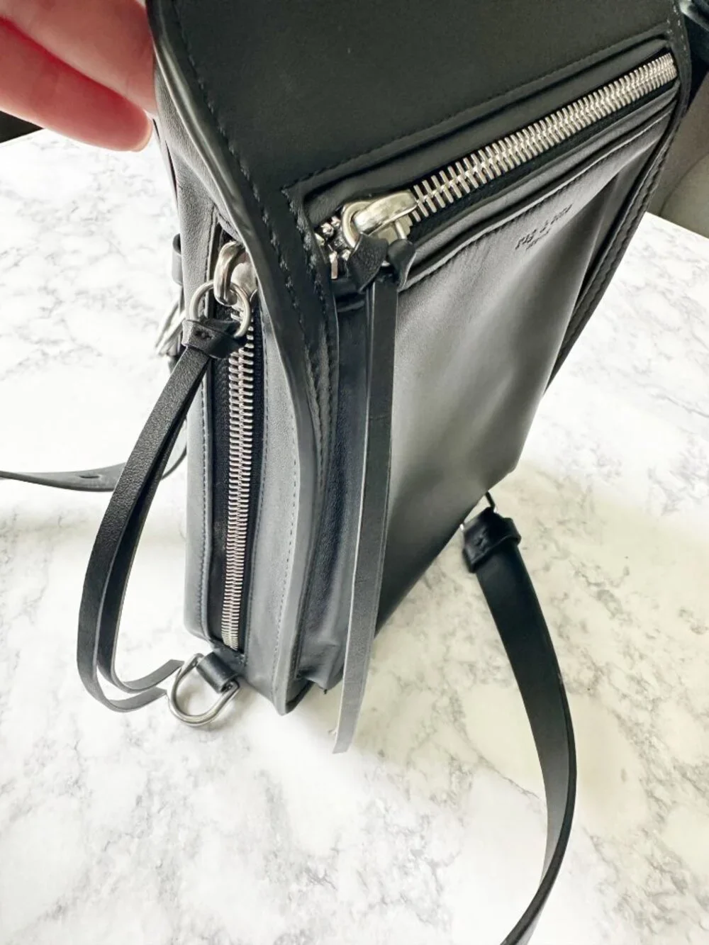 Rag & Bone Elliot Sling Bag in Black Smooth Leather - Picture 4 of 10